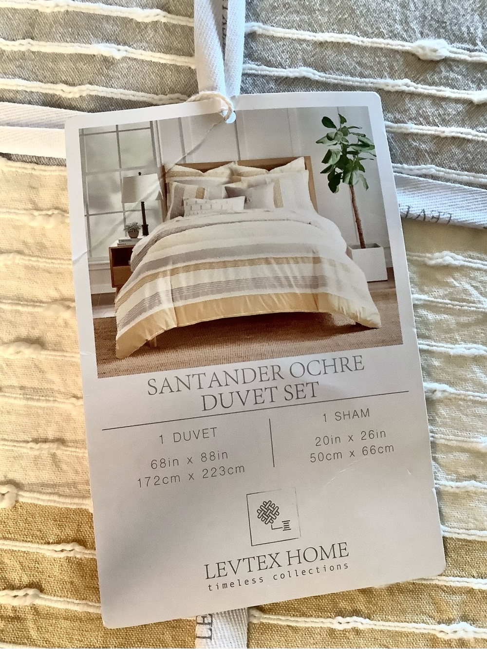 Levtex Home Santander Twin XL Striped Woven Duvet 68 X 88โ 1 Sham Ochre & White